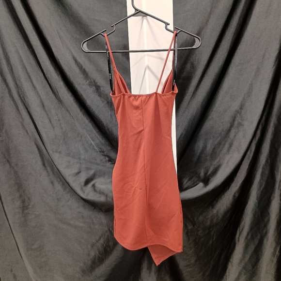 Rust Orange Draped Mini Dress - Picture 13 of 16